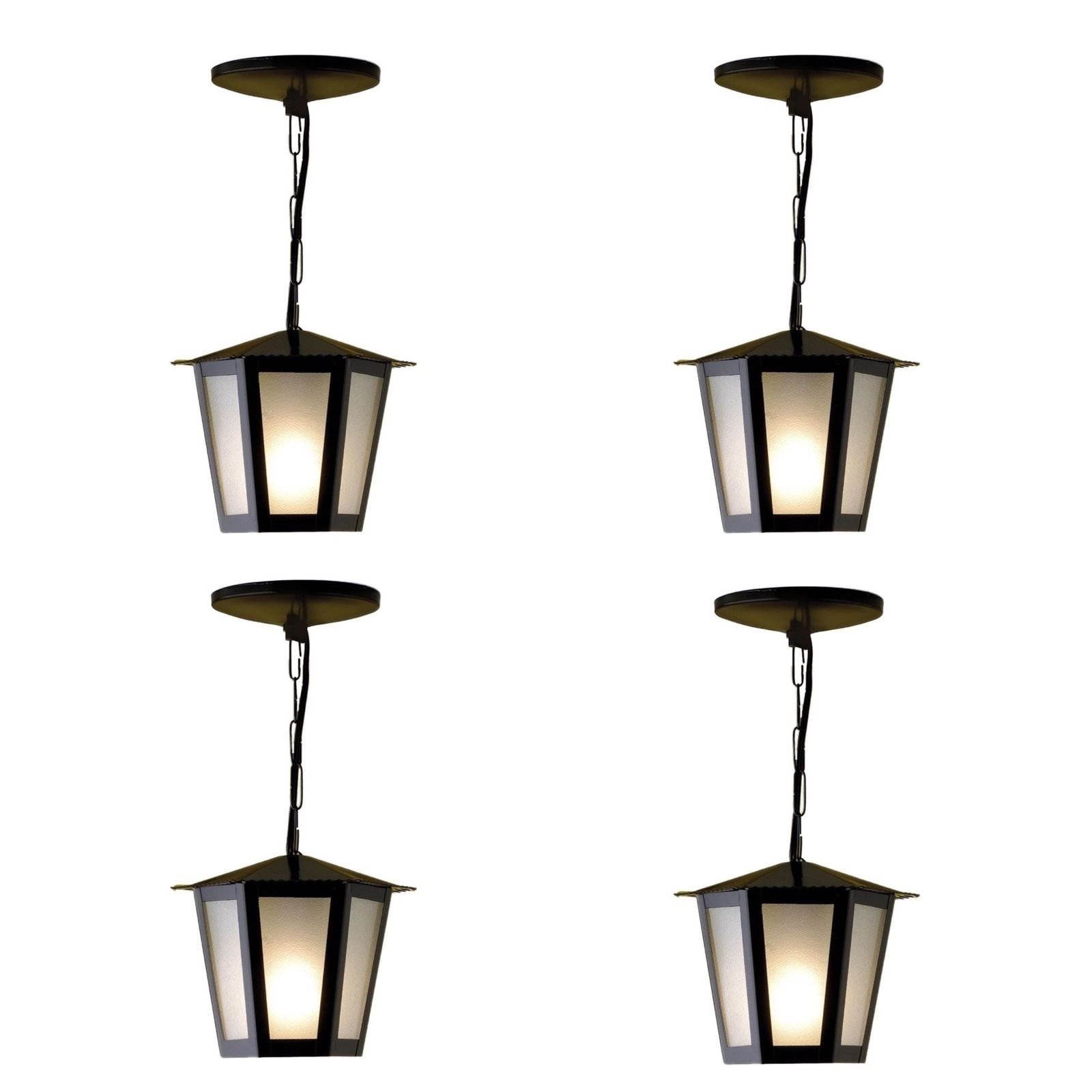 Kit C/ 4 Luminárias Pendente Colonial Sextavado Preto MadeiraMadeira