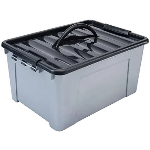 Caixa Organizadora Com Tampa Container Plástico 12,4 L Cinza