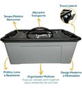 Ver imagem 3 de Caixa Organizadora Com Tampa Container Plástico 12,4 L Cinza