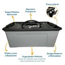 Ver imagem 3 de Caixa Organizadora Com Tampa Container Plástico 12,4 L Cinza