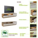 Ver imagem 3 de Rack para TV até 75 Polegadas com LED 1 Porta e 2 Gavetas Multimóveis Crart-RCK001 Mel/Arenas