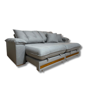 Sofá Retrátil Reclinável 2,10 M Linho Cinza A230 Gael