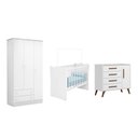 Ver imagem 1 de Quarto Infantil Guarda Roupa, Cômoda e Berço Branco - Fdecor