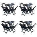 Ver imagem 1 de Kit 4 Jogos de Mesa com 4 Cadeiras de Madeira Dobrável 70x70 Ideal para Bar e Restaurante - Preto