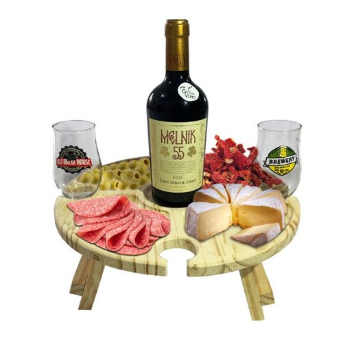 Tábua de Frios, Vinho e Taça, Petisqueira Redonda Madeira | MadeiraMadeira