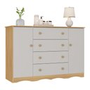 Ver imagem 2 de Cômoda Infantil 125cm 2 Portas e 4 Gavetas Realeza Multimóveis Mp4455 Madeirado/off White