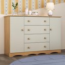 Ver imagem 1 de Cômoda Infantil 125cm 2 Portas e 4 Gavetas Realeza Multimóveis Mp4455 Madeirado/off White