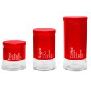 Ver imagem 2 de Conjunto 3 Pote Porta Mantimento Will Inox e Vidro Vermelho