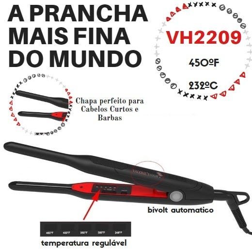 Prancha/Chapinha Profissional para fazer Raiz dos Cabelos e Barba ULTRA FINA VH 2209 Bivolt - 2