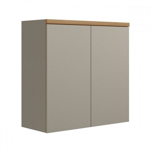 Armário Aéreo Cozinha 80 Cm Allure 2 Portas 100% Mdf Jequitibá/gris Fosco - Linea Brasil
