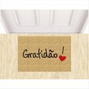Ver imagem 1 de Tapete Capacho Kapazi Gratidao 60x40 Cm Porta Entrada Casa Lar Apartamento Decorativo Limpa Pé.