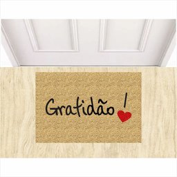 Tapete Capacho Kapazi Gratidao 60x40 Cm Porta Entrada Casa Lar Apartamento Decorativo Limpa Pé. - 1