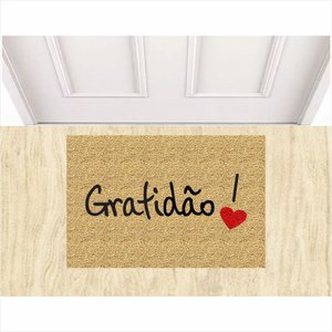 Tapete Capacho Kapazi Gratidao 60x40 Cm Porta Entrada Casa Lar Apartamento Decorativo Limpa Pé.