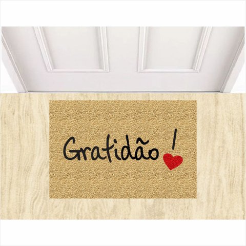 Tapete Capacho Kapazi Gratidao 60x40 Cm Porta Entrada Casa Lar Apartamento Decorativo Limpa Pé.