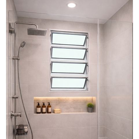 Vitro Basculante 80x60 Alumínio Branco Vidro Liso