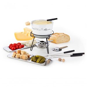 Aparelho de Fondue Queijo Chocolate Porcelana Fondue 8 Peças Serviço Conjunto Kit Cerâmica Swiss