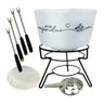 Aparelho de Fondue Queijo Chocolate Porcelana Fondue 8 Peças Serviço Conjunto Kit Cerâmica Swiss - 5