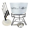 Ver imagem 5 de Aparelho de Fondue Queijo Chocolate Porcelana Fondue 8 Peças Serviço Conjunto Kit Cerâmica Swiss