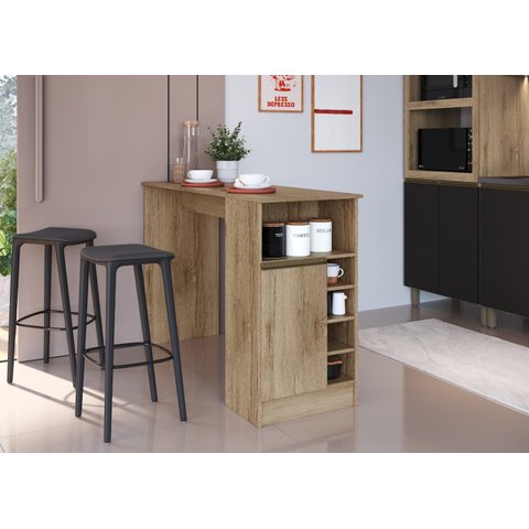 Bancada Balcão para Cozinha 140cm 1 Porta com Nichos Atenas Fidelitá