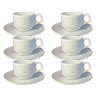 Kit Xícara de Chá com Pires Empilhável Porcelana Branca – 6 Peças - 1