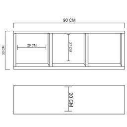 Nicho Triplo 90 X 30 X 20 Em Mdf - Natural - 3