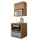 Ver imagem 2 de Cozinha Completa Modulada 2 Peças 1 Porta 1 Gaveta com Rodapé Norten Marrom/Verde/Nature