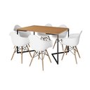 Ver imagem 2 de Mesa Jantar Industrial Canela Retangular 137x90cm Base V Ferro Preto com 6 Poltronas Eames Eiffel Br