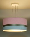 Ver imagem 2 de Lustre Pendente Rosa Faixas Bronze Cúpula 30x15 Tom Luz