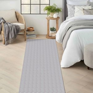 Passadeira Grande Antiderrapante Algodão 70 X 250 Egípcio:cinza Decoração