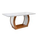 Ver imagem 1 de Mesa para Cozinha Jade + Tampo Madeirado Curvo 180x90cm Imbuia/Off White - Rufato