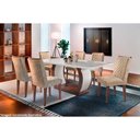 Ver imagem 4 de Mesa para Cozinha Jade + Tampo Madeirado Curvo 180x90cm Imbuia/Off White - Rufato
