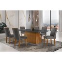 Ver imagem 1 de Conjunto: Mesa Sala Jantar Luna C/ Tampo de Vidro Canto Curvo 180x90cm e 6 Cadeiras Londrina Imbuia/