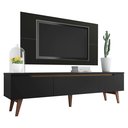 Ver imagem 2 de Rack Madesa Reims e Painel para TV até 55 Polegadas 2 Portas e 1 Gaveta Preto Cor:Preto