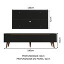 Ver imagem 3 de Rack Madesa Reims e Painel para TV até 55 Polegadas 2 Portas e 1 Gaveta Preto Cor:Preto