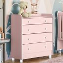 Ver imagem 6 de Cômoda Infantil com Trocador 4 Gavetas Doce Sonho Rosa - Qmovi