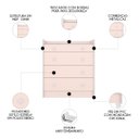 Ver imagem 3 de Cômoda Infantil com Trocador 4 Gavetas Doce Sonho Rosa - Qmovi