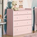 Ver imagem 2 de Cômoda Infantil com Trocador 4 Gavetas Doce Sonho Rosa - Qmovi