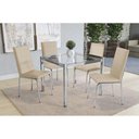 Ver imagem 1 de Kit Mesa Reno C- Tampo Vidro 90cm + 4 Cadeiras Amsterdã Cromado Courano Nude