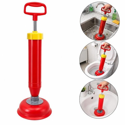 Desentupidor Manual Alta Pressao Bomba Succao Plastico e Borracha Limpeza Pia Ralo Vaso Sanitario