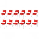 Ver imagem 1 de Cadeira Iso Base Branco , Escritório Vermelho Kit 12 Un