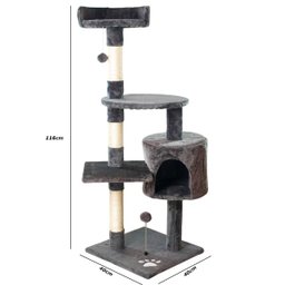 Árvore de Gatos Arranhador Brinquedo Torre Cama Toca Grande 116cm - 2