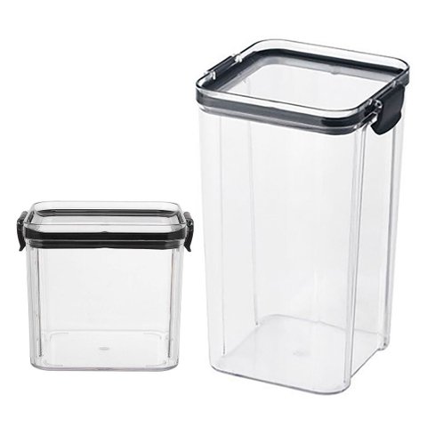 Pote Hermetico Conserva Tampa com Trava kit 2 Unidades Acrilico Transparente Alimento Mantimento Arm