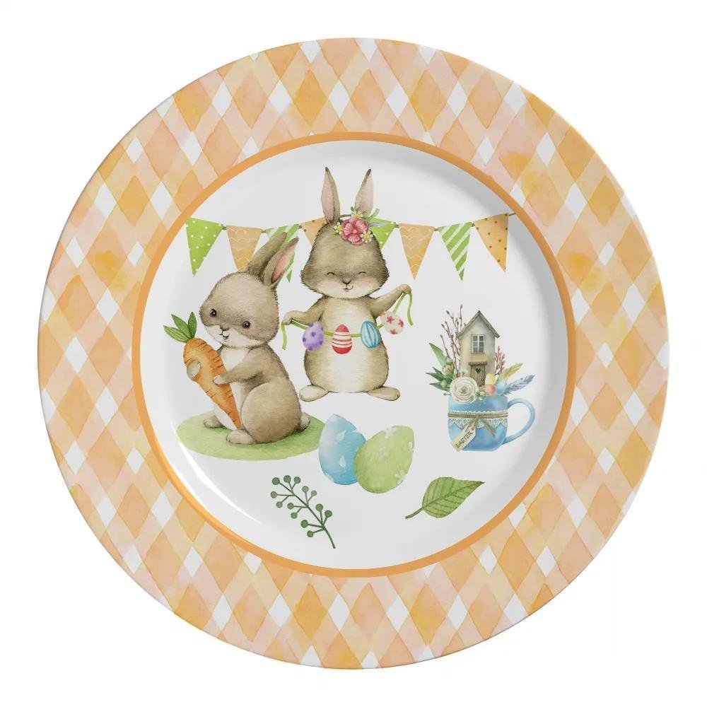 Conjunto com 6 Pratos Raso Follow The Bunny Pascoa Ø29cm Alleanza Cerâmica - 1