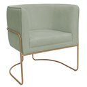 Ver imagem 1 de Poltrona Decorativa Betina Base Aço Ouro Fosco Bouclé Verde Claro - Nexta Casa