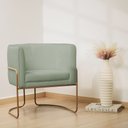 Ver imagem 2 de Poltrona Decorativa Betina Base Aço Ouro Fosco Bouclé Verde Claro - Nexta Casa