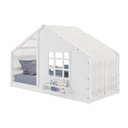 Ver imagem 2 de Cama Montessoriano Casinha com Janela Cortina Madeira Maciça Branco Housin