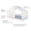 Ver imagem 4 de Cama Montessoriano Casinha com Janela Cortina Madeira Maciça Branco Housin