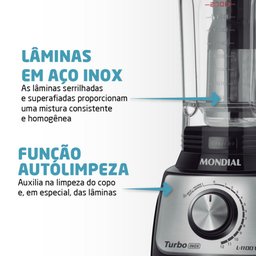 Liquidificador Mondial Turbo Inox 1100w L-1100-bi Preto 220v - 4