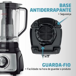 Liquidificador Mondial Turbo Inox 1100w L-1100-bi Preto 220v - 3