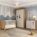 Ver imagem 2 de Quarto de Bebê Completo Berço Americano 3 em 1 Colchão Sonho Multimóveis Mp4639 Madeirado/off